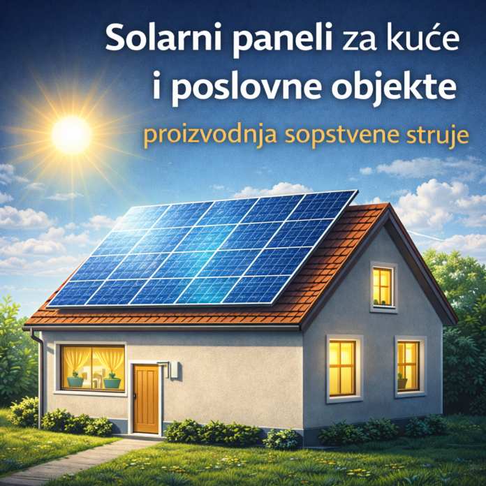 solarni paneli na krovu kuće proizvodnja električne energije