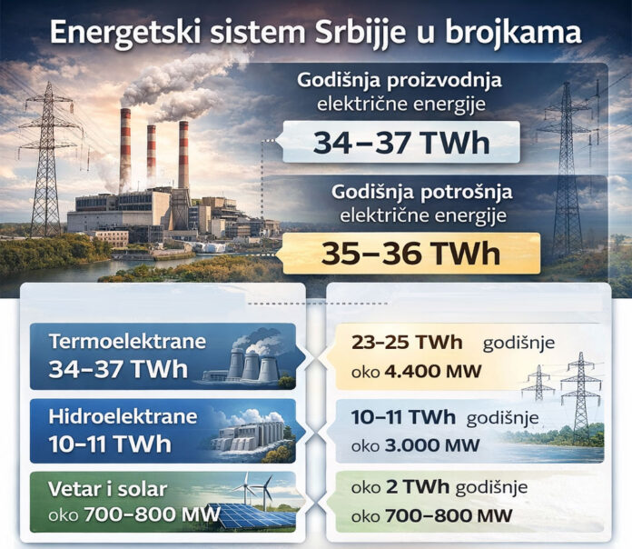 Energetski sistem Srbije u brojkama – proizvodnja i potrošnja struje